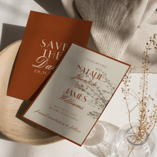 Terracotta Verbrand Oranje Crème Oud Geld Trouwen Save The Date