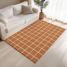 Terracotta Verbrand Oranje Geruit Minimalistisch