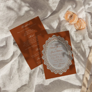 Terracotta Verbrand Oranje Kant All In One Trouwfe Kaart