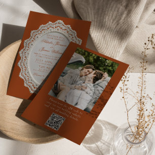 Terracotta Verbrand Oranje Kant QR Code Foto Bruil Kaart