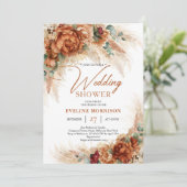 Terracotta verbrand oranje pampas-palmbruiloft kaart (Staand voorkant)