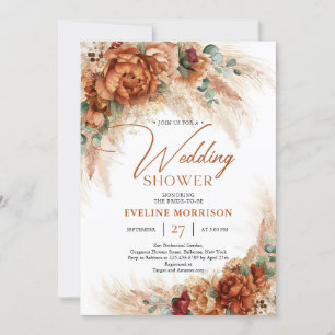 Terracotta verbrand oranje pampas-palmbruiloft kaart