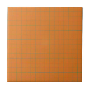 Terracotta verbrand Sinaasappel & groen geruit pat Tegeltje