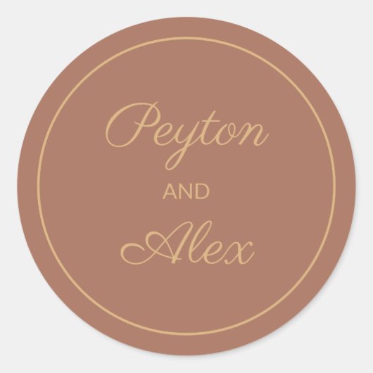 Terracotta Verbrand Sinaasappel Herfst Bruid Groom Ronde Sticker (Voorkant)