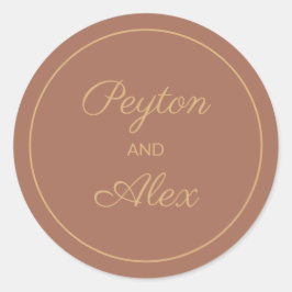 Terracotta Verbrand Sinaasappel Herfst Bruid Groom Ronde Sticker