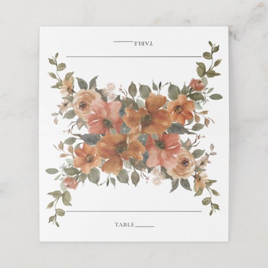 Terracotta Verbrand Sinaasappel Roest Bloemen Fall Plaatskaartje (Buitenkant ongevouwen)