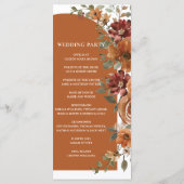 Terracotta verbrand Sinaasappel roest bloemenboog Programmakaart (Achterkant)