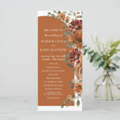 Terracotta verbrand Sinaasappel roest bloemenboog Programmakaart (Staand voorkant)