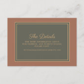 Terracotta Verbrand Sinaasappel Sage Green Wedding Informatiekaartje (Voorkant)