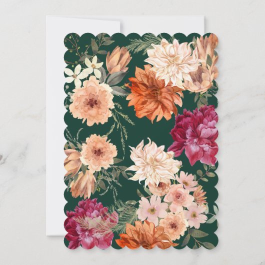 Terracotta verbrande sinaasappel bloemenherfst bru save the date (Achterkant)