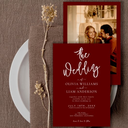 Terracotta verbrande Sinaasappel Boho foto bruilof Kaart