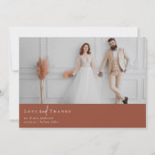 Terracotta verbrande Sinaasappel foto bruiloft Bedankkaart (Voorkant)