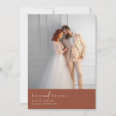 Terracotta verbrande Sinaasappel foto bruiloft Bedankkaart (Voorkant)