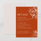Terracotta verbruine oranje herfst Trouwdetails Informatiekaartje (Voorkant / Achterkant)