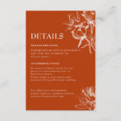 Terracotta verbruine oranje herfst Trouwdetails Informatiekaartje (Voorkant)