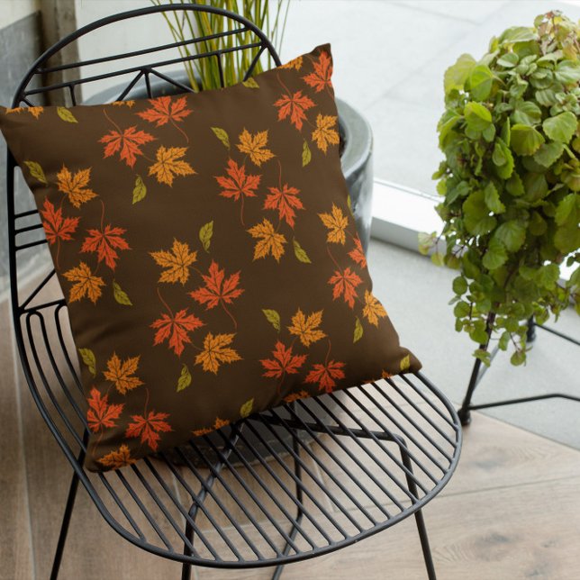 Terracotta verlaat Herfst pompoen Kussen (Creator heeft geüpload)