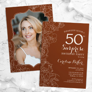 Terracotta Verrassingsfoto 50e verjaardag Kaart
