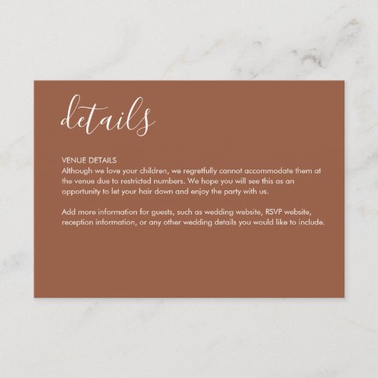 Terracotta - Versluitingskaart Informatiekaartje (Voorkant)