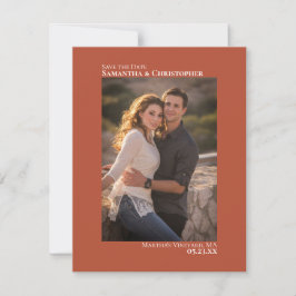 Terracotta Vertical Photo Minimalist Weddenschap Save The Date