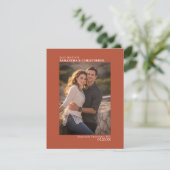 Terracotta Vertical Photo Minimalist Weddenschap Save The Date (Staand voorkant)