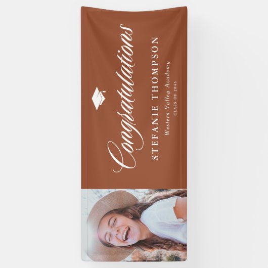 Terracotta vet kalligrafie foto Afstuderen Spandoek (Verticaal)