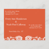 Terracotta Victoriaans Bloemen Damask Save the Dat Aankondigingskaart (Achterkant)