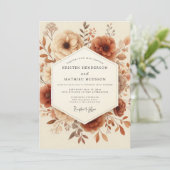 Terracotta Vintage Bloom Bruiloft Kaart (Staand voorkant)
