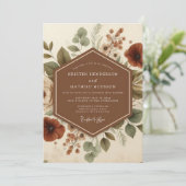 Terracotta Vintage Flora Bruiloft Kaart (Staand voorkant)