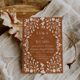 Terracotta Vintage Mexican Wedding Invitation Kaart
