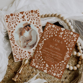 Terracotta Vintage Mexican Wedding Invitation Kaart