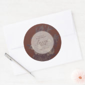 Terracotta Vintage Rustieke Bruiloftsborrel Ronde Sticker (Envelop)