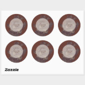 Terracotta Vintage Rustieke Bruiloftsborrel Ronde Sticker (Vel)
