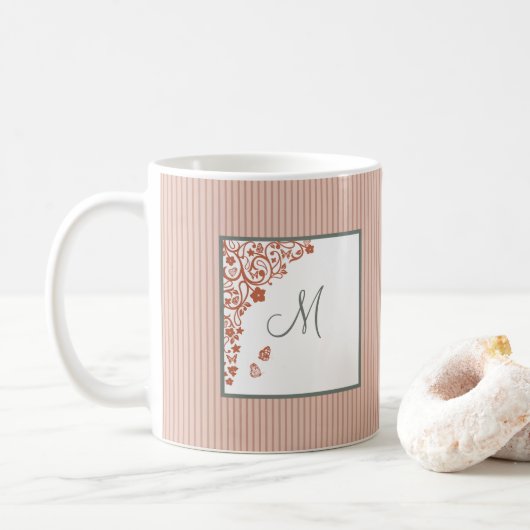Terracotta Vlindertuin Sage Script Monogram Koffiemok (Met donut)