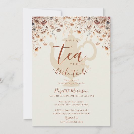 Terracotta Vrijgezellenfeest Theebruid Wild Flower Kaart (Voorkant)