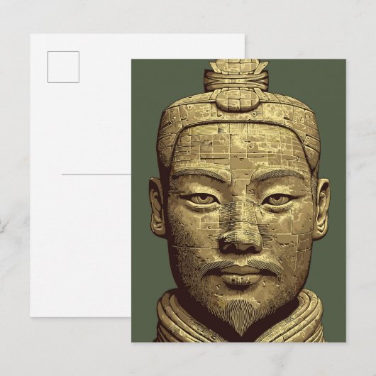 Terracotta Warrior - Oude gouden kunst Briefkaart (Voorkant / Achterkant)