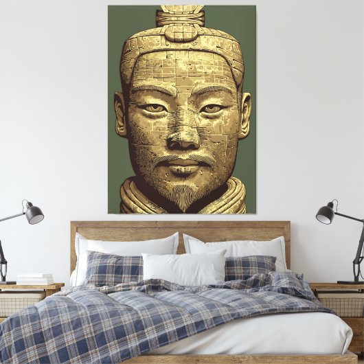 Terracotta Warrior - Oude gouden kunst Canvas Afdruk (Insitu (Slaapkamer))