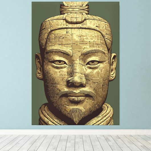 Terracotta Warrior - Oude gouden kunst Canvas Afdruk (Insitu (Houten vloer))