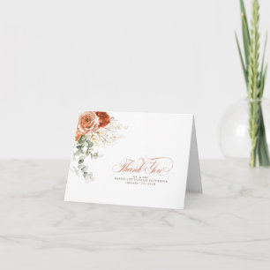 Terracotta Watercolor Bloemen Boho Dank Je Bedankkaart