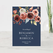 Terracotta Watercolor Bloemen QR Code Navy Bruilof (Voorkant)