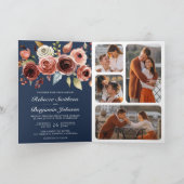 Terracotta Watercolor Bloemen QR Code Navy Bruilof (Binnen)