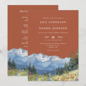 Terracotta Watercolor Mountain Wildflower Wedding Kaart (Voorkant / Achterkant)