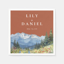 Terracotta Watercolor Mountain Wildflower Wedding