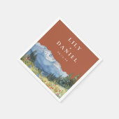 Terracotta Watercolor Mountain Wildflower Wedding Servet (Hoek)