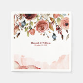 Terracotta Waterverf Bloemen bruiloft Servet (Voorkant)