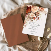 Terracotta Waterverf Bloemen Elegante Herfst Huwel Kaart