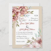 Terracotta waterverf bloemen florale beige bruilof kaart (Voorkant)