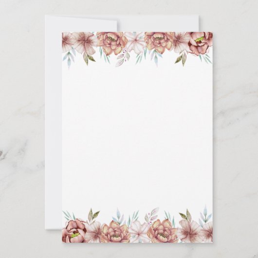 Terracotta waterverf bloemen florale beige bruilof kaart (Achterkant)