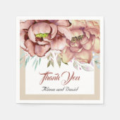 Terracotta waterverf bloemen florale beige bruilof servet (Voorkant)