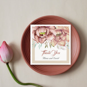 Terracotta waterverf bloemen florale beige bruilof servet