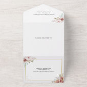 Terracotta waterverf bloemen goudval all in one uitnodiging (Buitenkant)